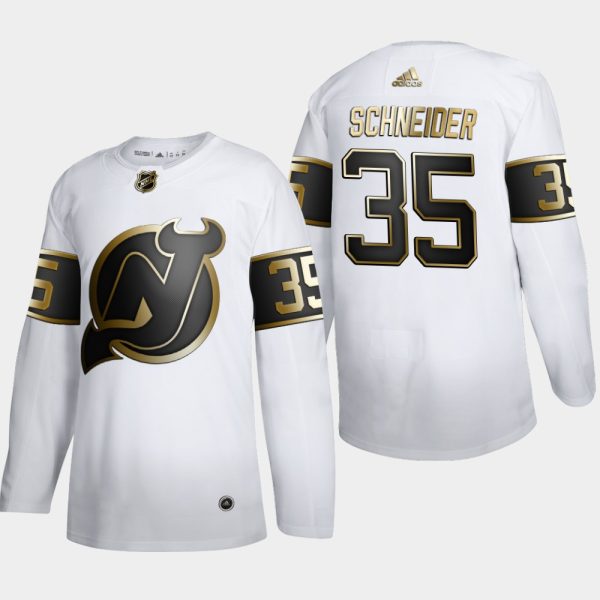 Herren New Jersey Devils Eishockey Trikot Cory Schneider #35 Golden Edition Weiß Authentic